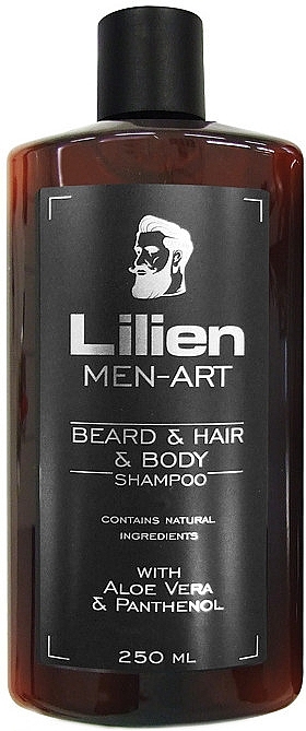 Šampoon habemele, juustele ja kehale - Lilien Men-Art Black Beard & Hair & Body Shampoo