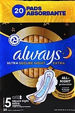 Hügieenisidemed, suurus 5, 20 tk Always Ultra Secure Night Extra