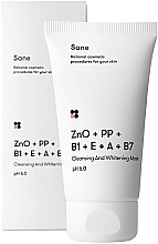 Sane puhastav ja valgendav näomask tsinkoksiidi + vitamiinidega PP B1 E A B7 Sane Cleansing And Whitening Mask