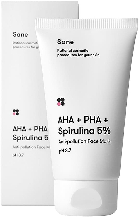 Toksiinide vastane näomask AHA + PHA + Spirulina 5% - Sane AHA + PHA + Spirulina 5% Anti-pollution Face Mask