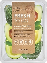 Kangasmask avokaado ekstraktiga Tony Moly Fresh To Go Avocado Mask Sheet Nourishing