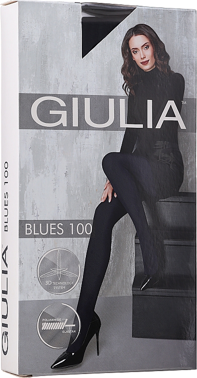 Collant pour femme, Blues 3D, 100 Den, noir - Giulia