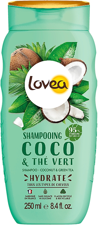 Shampooing à l'extrait de thé vert et jus de noix de coco - Lovea Shampoo Coconut & Green Tea