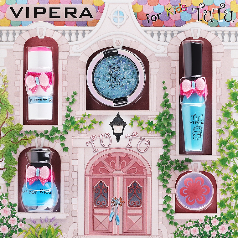 Tutu Cottage set Pink Pirouette (balm/4ml + gloss/lip/7ml + polish/5ml + eye/cheek/shadow/4,5ml + eye/lip/cheek/shadow/4,5ml) - Παιδικό σετ μακιγιάζ "Μαγικό σπιτάκι"