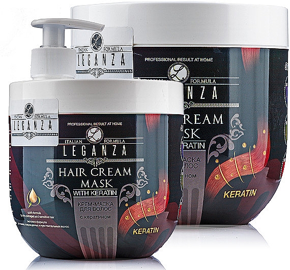 Krem-maska za kosu s keratinom - Leganza Cream Hair Mask With Keratin (s dozatorom)