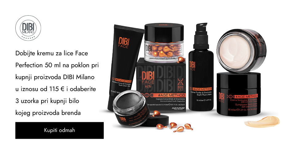 Dobijte kremu za lice Face Perfection 50 ml na poklon pri kupnji proizvoda DIBI Milano u iznosu od 115 € i odaberite 3 uzorka pri kupnji bilo kojeg proizvoda brenda