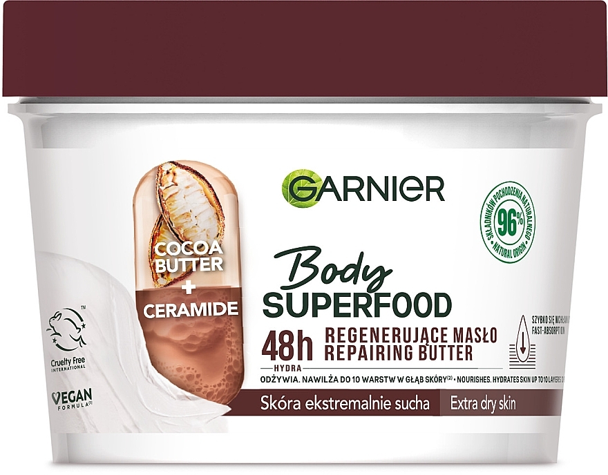 Ulje za tijelo za izrazito suhu kožu - Garnier Body SuperFood Cocoa & Ceramide Repairing Butter