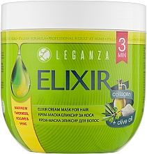 Krema-maska "Eliksir s kolagenom i maslinovim uljem", bez dozatora Leganza Elixir Cream Mask For Hair