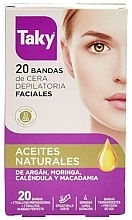 Szőrtelenítő viaszcsíkok arcra természetes olajokkal Taky Natural Oils Depilatory Face Wax Strips