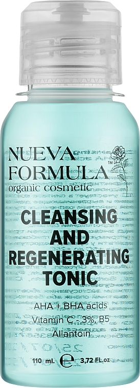 AHA/ BHA, Vitamin C, B-5 and Allantoin Cleansing and Regenerating Tonic - Nueva Formula