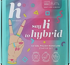 Стартовый набор для ногтей Hi Hybrid Starter Set UV Gel Polish Manicure Easy Like A Selfie (n/base/5ml + n/top/5ml + n/polish/5ml + n/cl/50ml + lamp + baff + n/file/1pc)