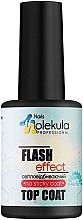 Финишное покрытие, топ светоотражающий без липкого слоя Nails Molekula Top Coat Flash Effect