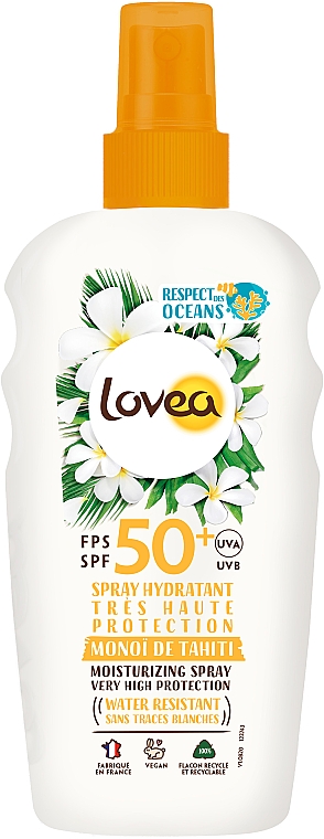 Увлажняющий солнцезащитный спрей SPF50+ - Lovea Monoi de Tahiti Moisturizing Spray SPF50+