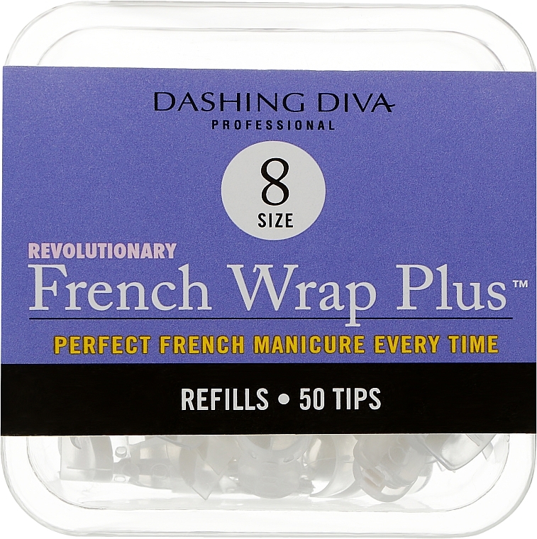 Типсы узкие "Френч Смайл+" - Dashing Diva French Wrap Plus White 50 Tips (Size 8)