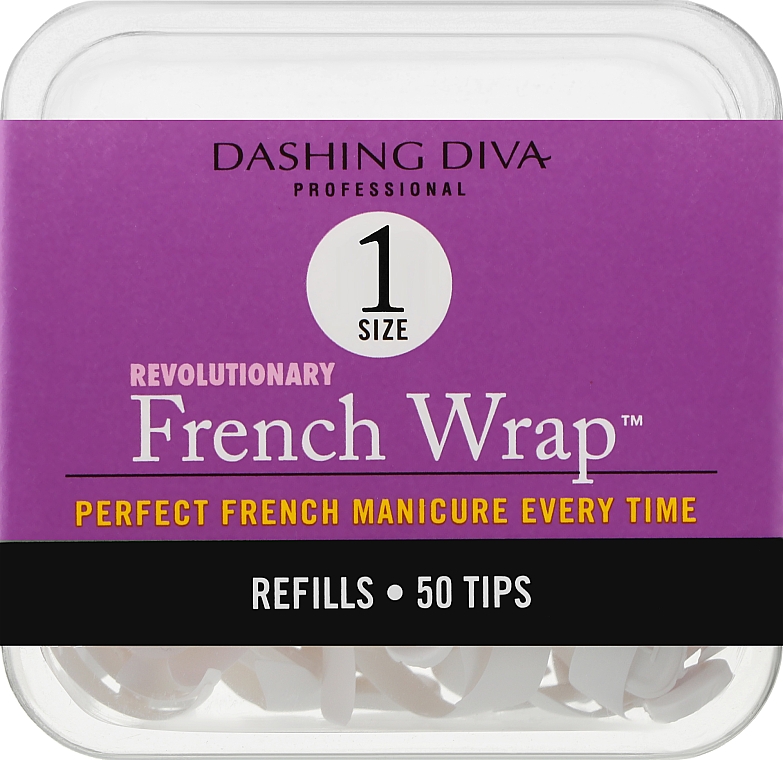 Типсы узкие "Френч Смайл" - Dashing Diva French Wrap White 50 Tips (Size 1)