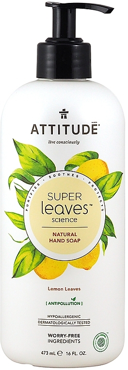 Skystas rankų muilas "Citrinų lapai" - Attitude Super Leaves Natural Lemon Leaves Hand Soap