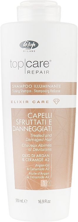 Šampūnas plaukų blizgesiui - Lisap Top Care Repair Elixir Care Shining Shampoo