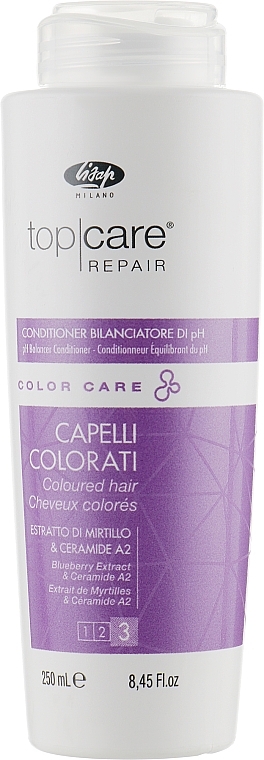 Kondicionierius dažytų plaukų priežiūrai - Lisap Top Care Repair Color Care pH Balancer Conditioner