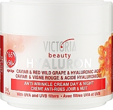 Veido kremas su ikrais ir raudonosiomis laukinėmis vynuogėmis Victoria Beauty Hyaluron Anti-Wrinkle Cream 50-65 Age	