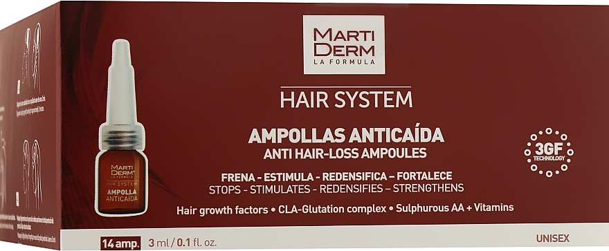 Ampulės nuo plaukų slinkimo - Martiderm Hair System Anti Hair-loss Ampoules