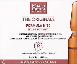 Veido ampulės Martiderm Formula N10 HD Color Touch SPF 30