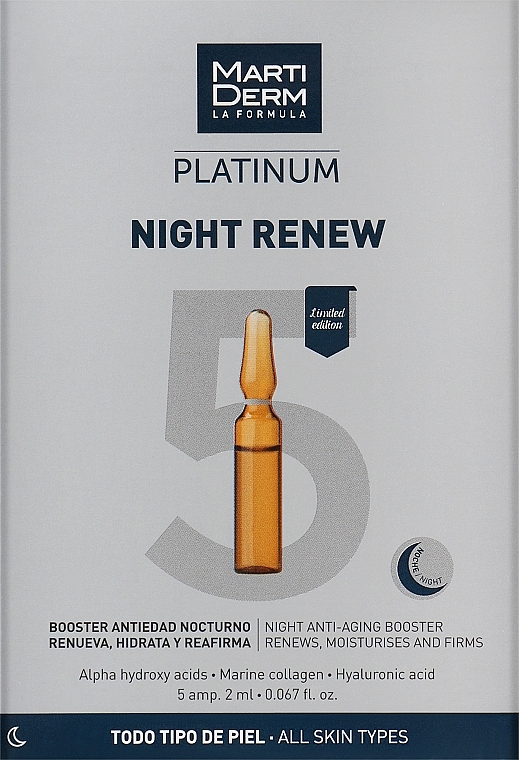 Naktinės veido ampulės nuo fotosenėjimo - MartiDerm Platinum Night Renew Ampollas