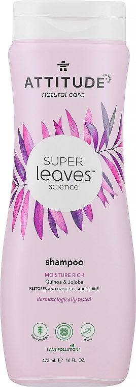 Drėkinamasis šampūnas - Attitude Super Leaves Shampoo Moisture Rich Quinoa & Jojoba