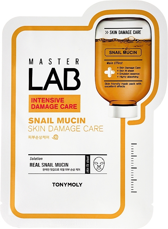 Lakštinė veido kaukė su sraigių mucinu - Tony Moly Master Lab Snail Mucin Mask