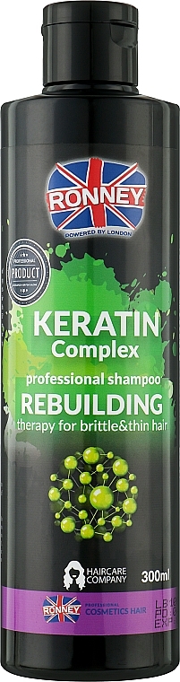 Keratīna šampūns plāniem un trausliem matiem - Ronney Keratin Complex Rebuilding Shampoo