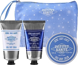 Набор кремов Institut Karite Christmas Set Winter Hydration (pouch/1psc + foot/cr/75ml + b/cr/150ml + h/cr/75ml)