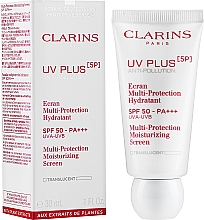 Увлажняющий защитный флюид-экран для лица Clarins UV Plus [5P] Anti-Pollution SPF 50