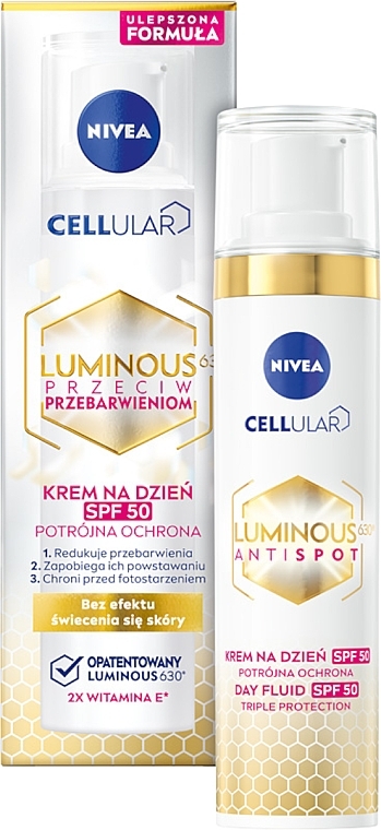 Дневной флюид для лица против пигментации "Тройная защита" SPF 50 - NIVEA Luminous 630 SPF 50 Day Fluid