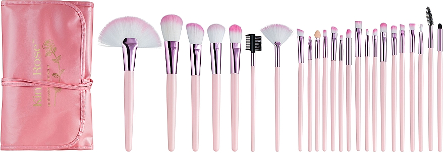 Set pensule de machiaj, trusă roz, 24 buc. - King Rose Professional Makeup