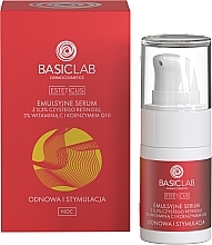 Serum za obraz z 0,3% čistega retinola, 3% vitaminom C in koencimom Q10 »Obnova in stimulacija« BasicLab Dermocosmetics Esteticus