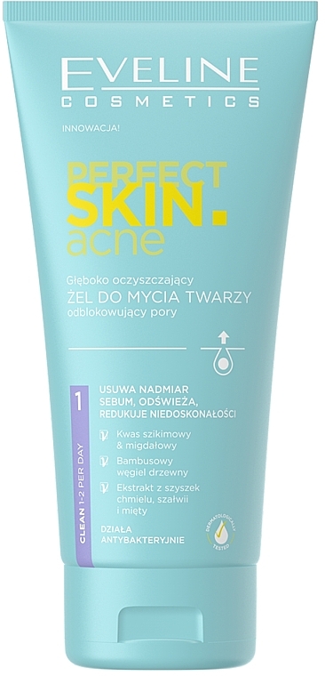 Hĺbkovo čistiaci gél na tvár - Eveline Cosmetics Perfect Skin.acne Face Gel