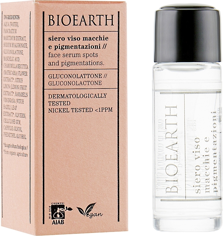 Gezichtsserum tegen Ouderdomsvlekken - Bioearth Anti-Pigmentation Serum (mini)