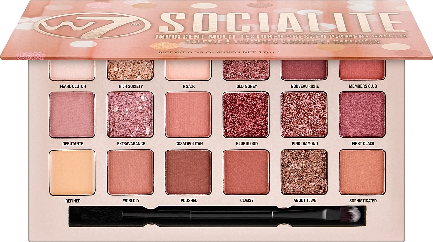 Oogschaduw Palette - W7 Indulgent Socialite Multi Textured­ Pressed Pigment Palette