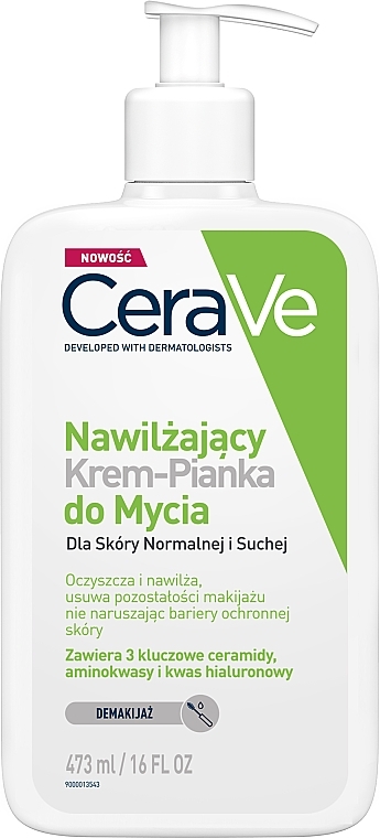 Feuchtigkeitsspendender Gesichtscreme-Schaum mit Ceramiden, Aminosäuren und Hyaluronsäure - CeraVe Hydrating Cream To Foam Cleanser For Normal To Dry Skin