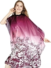 Накидка для стрижки волос на липучках, розовая с узором Bifull Professional Burgundy Decorated Court Cape