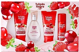 Tulipan Negro Passion Fresa Y Cereza ערכה (edt/50ml + b/spray/50ml + sh/gel/75ml + b/lot/75ml)