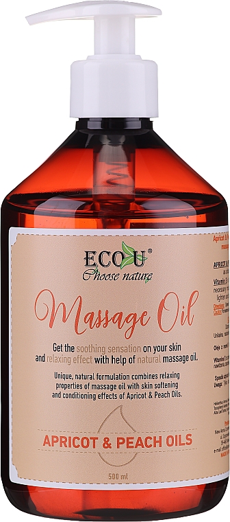 שמן עיסוי - Eco U Massage Oil Sweet Apricot & Peach Oil