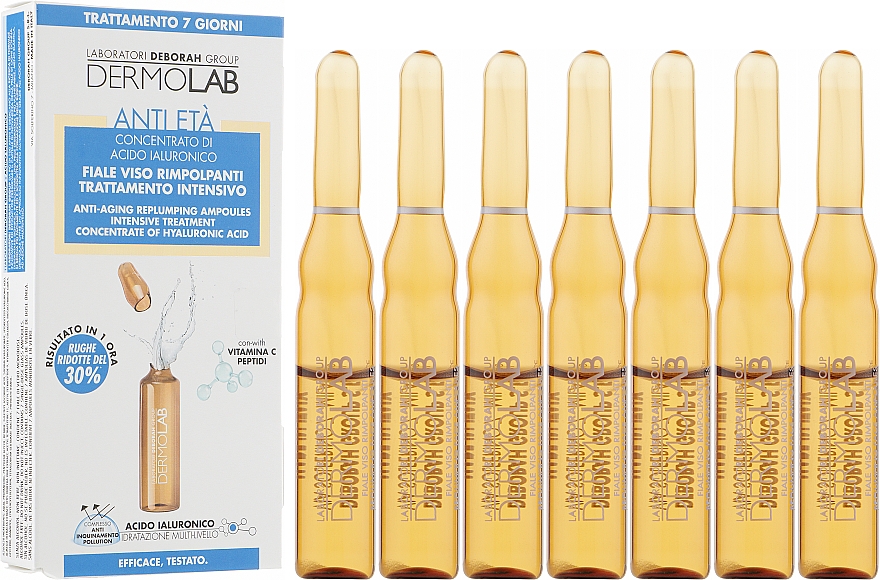 Anti-Aging Gesichtsampullen mit Hyaluronsäure und Vitamin C - Deborah Dermolab Face Ampoules