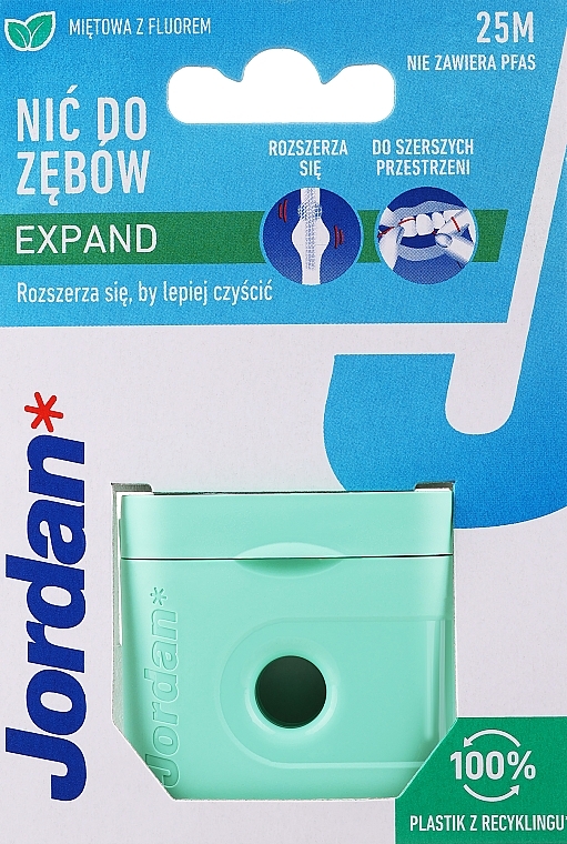 Gewachste Zahnseide mit Minzgeschmack und Fluorid 25 m - Jordan Expand Fresh Floss