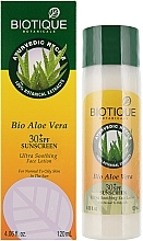 Loção de proteção solar e rejuvenescedora para rosto SPF 30 “Bio Aloe Vera” Biotique Aloe Vera Face Sun Lotion