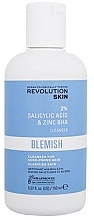 Gel de lavagem com ácido salicílico e zinco Revolution Skincare Blemish 2% Salicylic Acid & Zinc BHA Cleanser