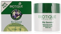 Gel de dia hidratante de arrefecimento “Bio Algas Marinhas” para área dos olhos Biotique Bio Seaweed Revitalizaing Eye Gel