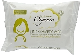 Lenços umedecidos 3 em 1, 25 unid. Simply Gentle Organic 3 In 1 Cosmetic Wipes