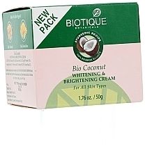 Creme nutritivo branqueador para rosto "Bio Coco" Biotique Coconut Whitening & Brightening Cream