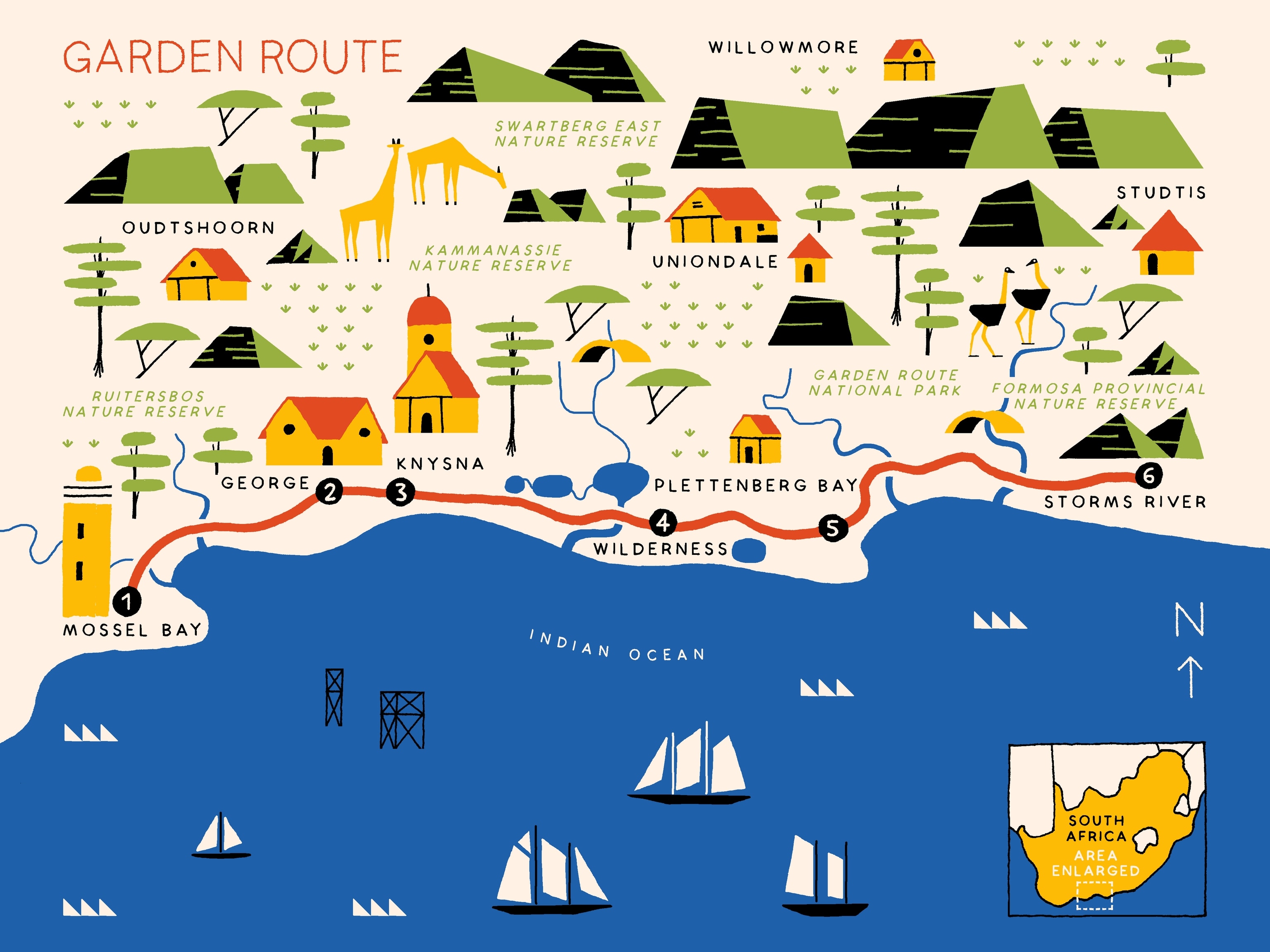 South Africa Garden Route Map - Sada Wilona