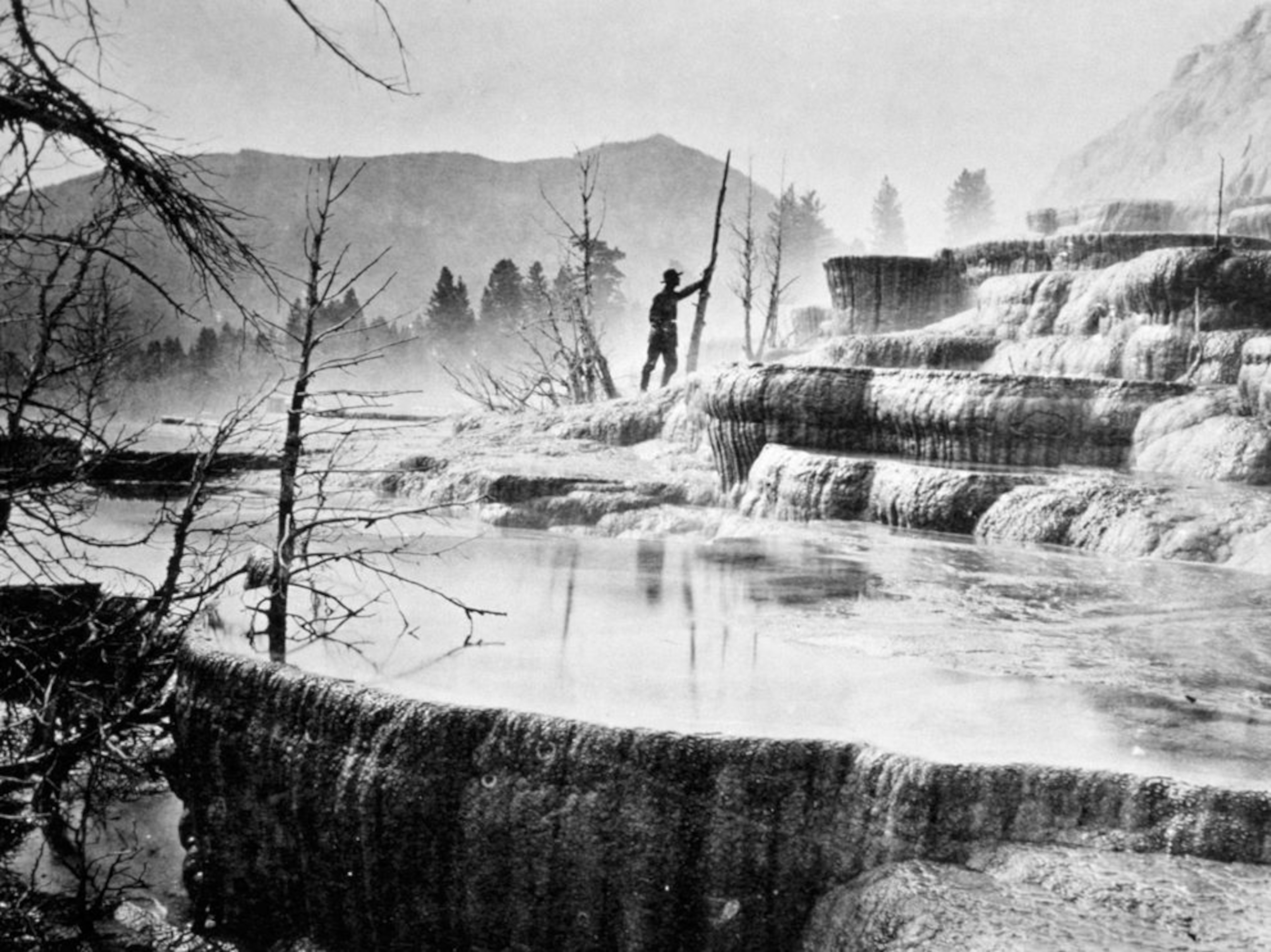 water cascading down pools